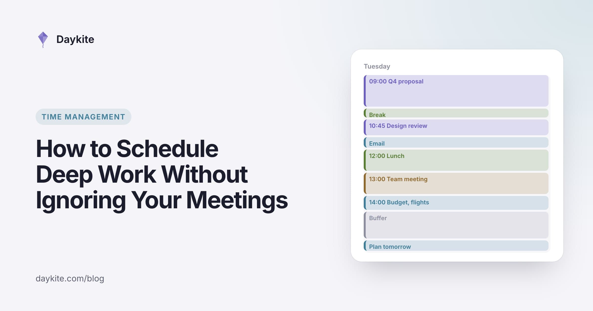A time-blocked day with deep work blocks between meetings, beside the title "How to schedule deep work without ignoring your meetings