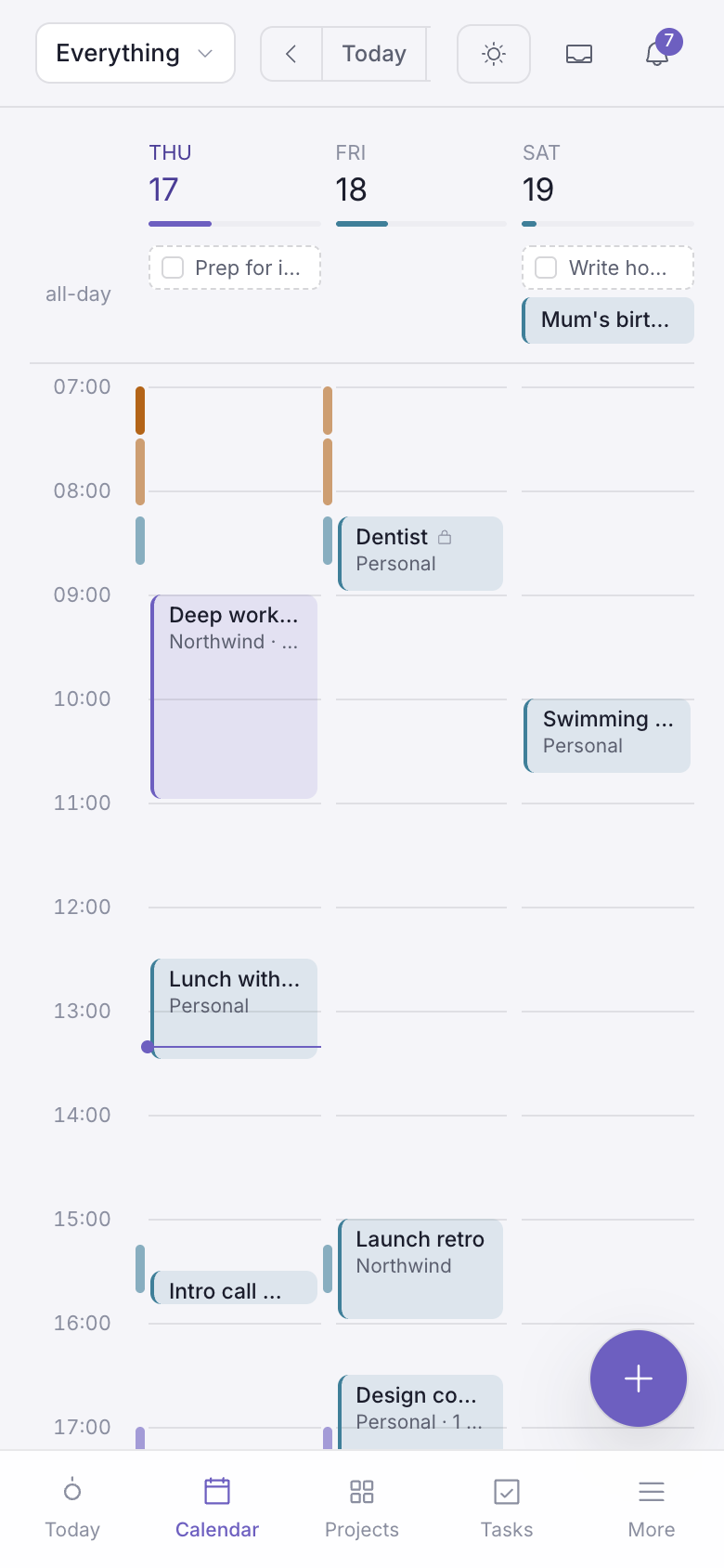 The 3-day view on a phone